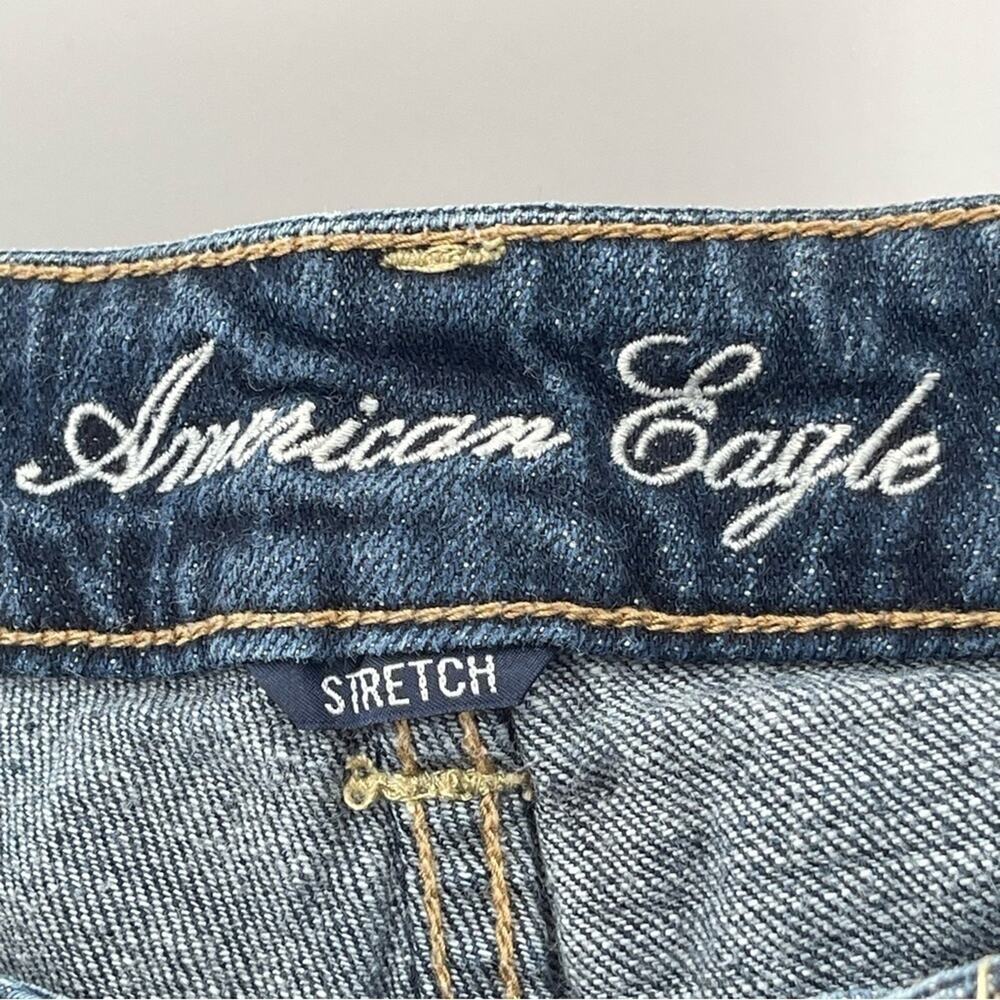 American Eagle Relaxed Baggy Boy Fit Cropped Stretch Jeans Dark Wash Size 2 - Picture 8 of 10
